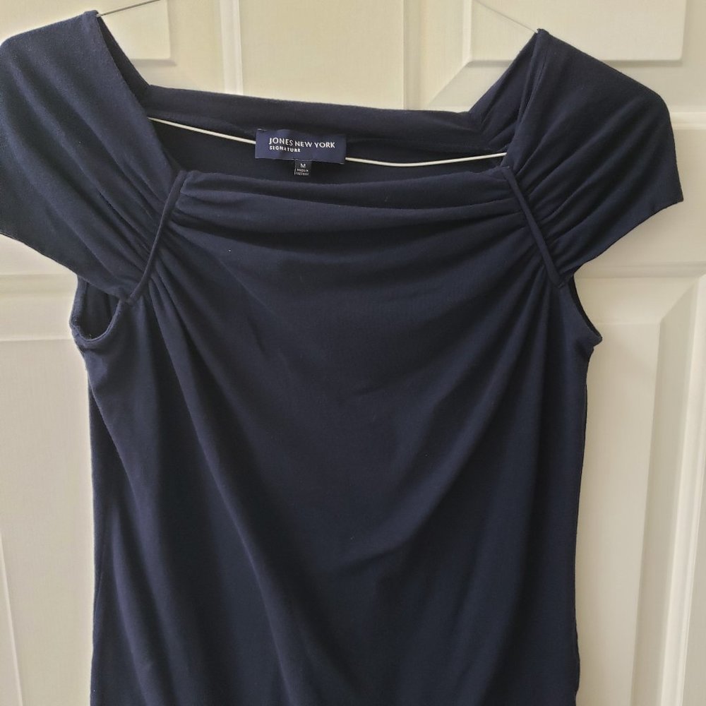 Jones New York Womens Navy Cap Sleeve Top